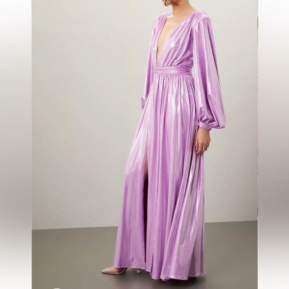 Bronx and Banco Zoe Lilac Lame Shimmer Gown | Size S - Picture 6 of 14